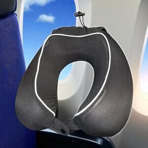 G Force Travel Neck Pillow Memory Foam Washable Cover Compact Storage Bag Black